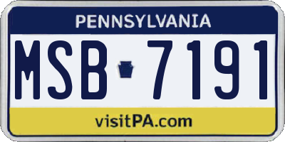 PA license plate MSB7191