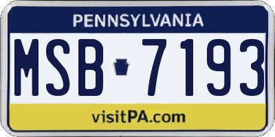 PA license plate MSB7193