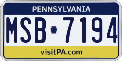 PA license plate MSB7194