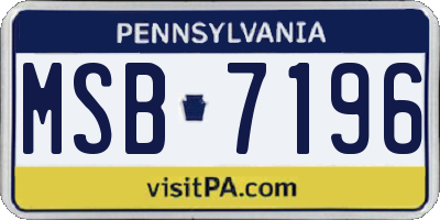 PA license plate MSB7196