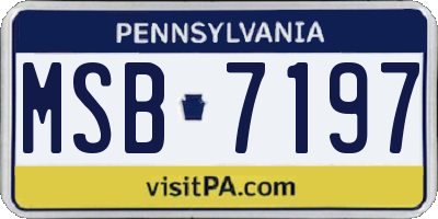PA license plate MSB7197