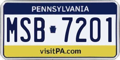 PA license plate MSB7201