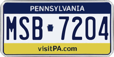 PA license plate MSB7204