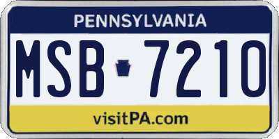 PA license plate MSB7210