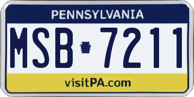 PA license plate MSB7211