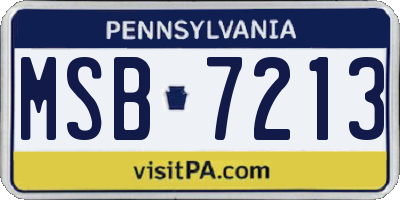 PA license plate MSB7213