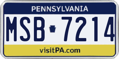 PA license plate MSB7214