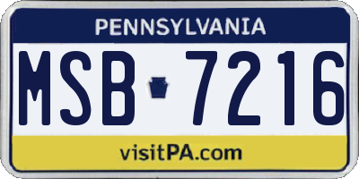 PA license plate MSB7216
