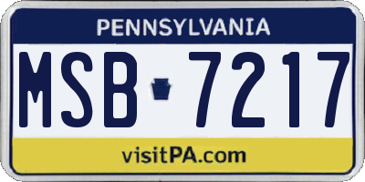 PA license plate MSB7217