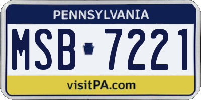 PA license plate MSB7221