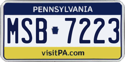 PA license plate MSB7223