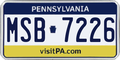 PA license plate MSB7226