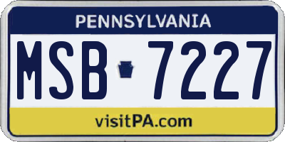 PA license plate MSB7227