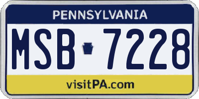 PA license plate MSB7228