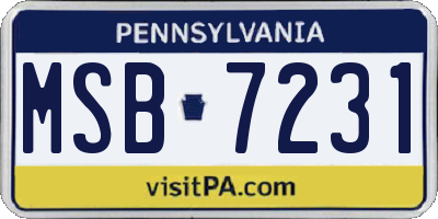 PA license plate MSB7231