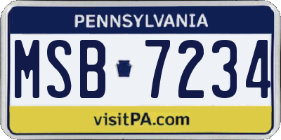 PA license plate MSB7234