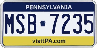 PA license plate MSB7235