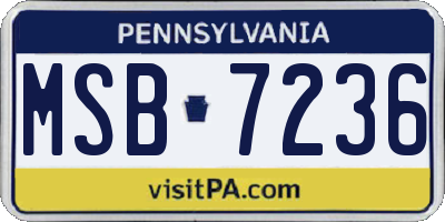 PA license plate MSB7236
