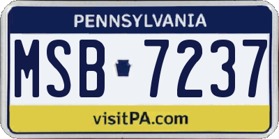 PA license plate MSB7237