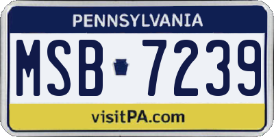 PA license plate MSB7239
