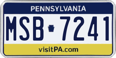 PA license plate MSB7241