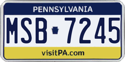PA license plate MSB7245