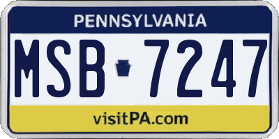 PA license plate MSB7247