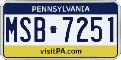 PA license plate MSB7251