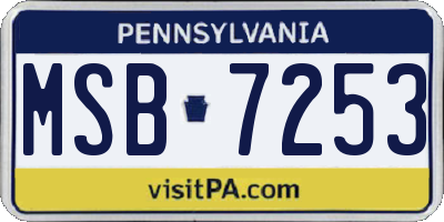 PA license plate MSB7253