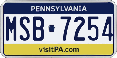 PA license plate MSB7254