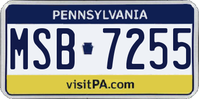 PA license plate MSB7255