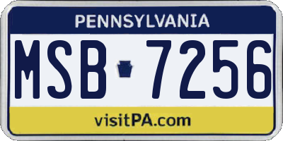 PA license plate MSB7256