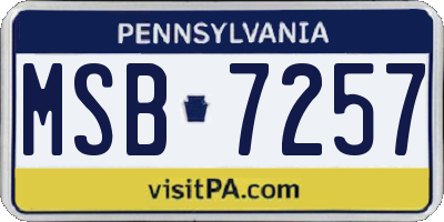 PA license plate MSB7257