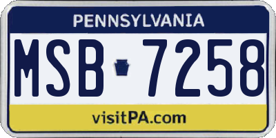 PA license plate MSB7258