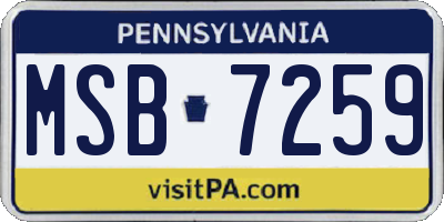 PA license plate MSB7259