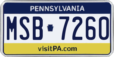 PA license plate MSB7260