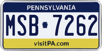 PA license plate MSB7262