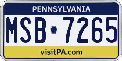 PA license plate MSB7265