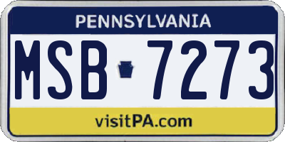 PA license plate MSB7273