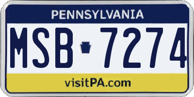 PA license plate MSB7274