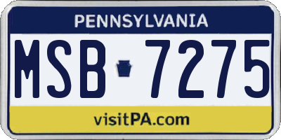PA license plate MSB7275