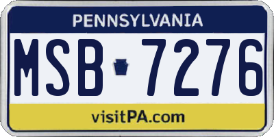 PA license plate MSB7276