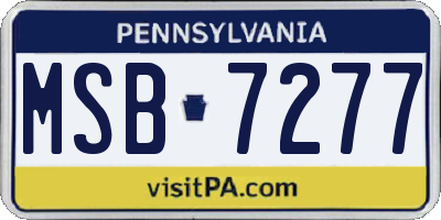 PA license plate MSB7277