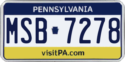 PA license plate MSB7278