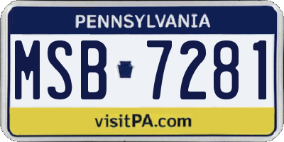 PA license plate MSB7281