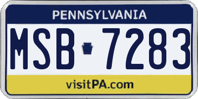 PA license plate MSB7283
