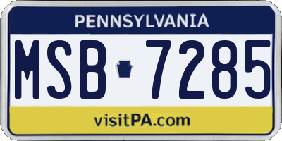 PA license plate MSB7285