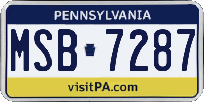 PA license plate MSB7287