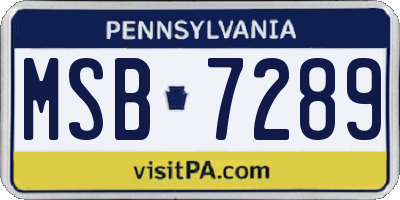 PA license plate MSB7289