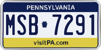 PA license plate MSB7291